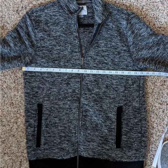 (Old Navy) Gray Black Sweater Jacket Zip Pockets M - Picture 7 of 7